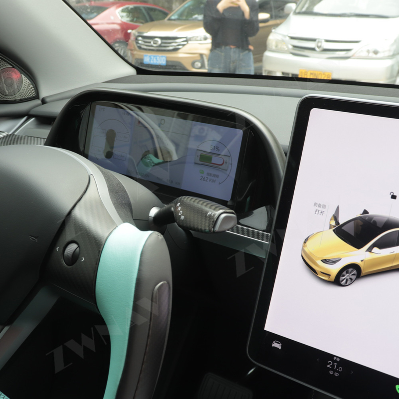 Tesla Model 3 Y Digital Cluster modelo del tablero de instrumentos del LCD del coche de la fibra de carbono