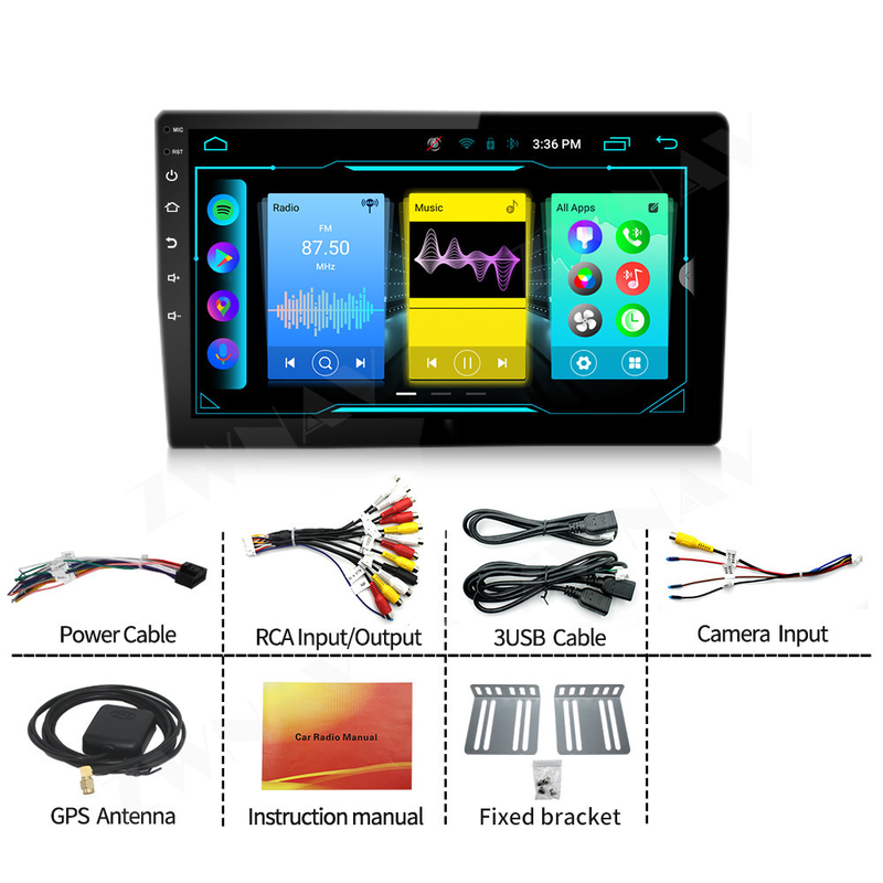 Reproductor multimedia de 7/9/10 pulgadas, unidad principal, pantalla universal, navegación GPS para coche