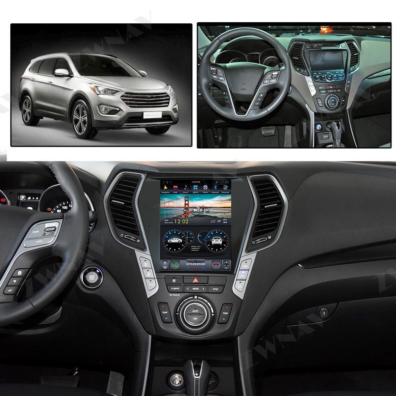 Unidad principal de estilo Tesla de Radio de coche para Hyundai Santa Fe Ix45 2013-2018 reproductor Multimedia